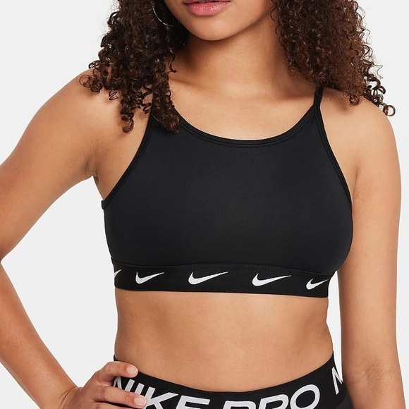 Nike One Big Kids' (Girls') Sports Bra Black & white NWT Size Medium - Picture 1 of 11